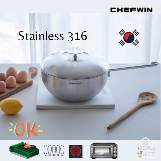 [SeoulLife]*Chefwin* 不銹鋼 316 5 層多炒鍋 24cm,帶蓋