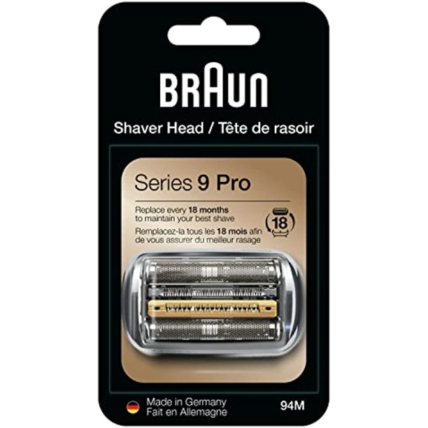 Braun 電動剃須刀頭更換部件 94M 銀色兼容 9 Pro 系列和 9 系列電動剃須刀