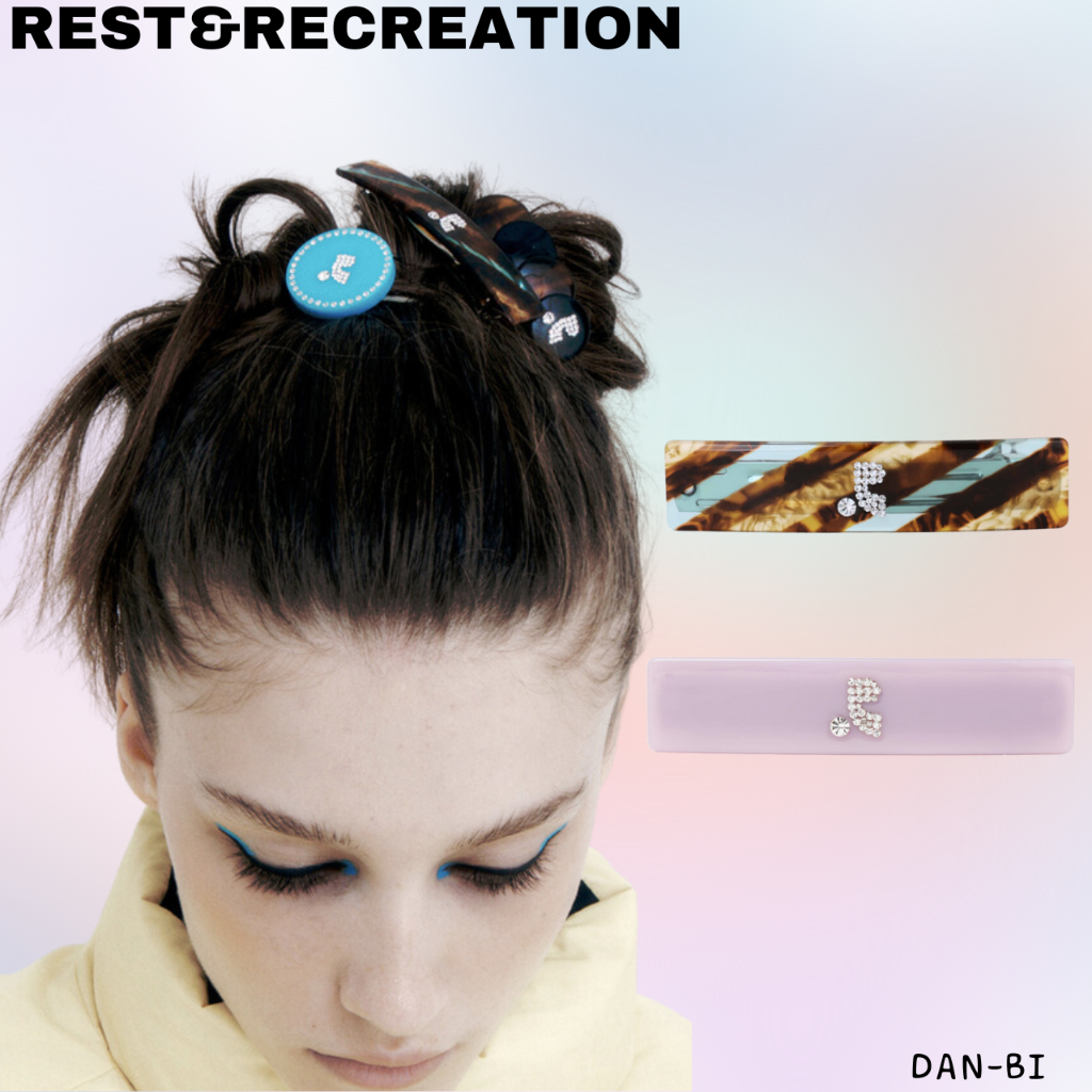 [REST&amp;RECREATION] Rr LOGO 長方形髮夾 / 粉色 / 棕色 / 100% 正品