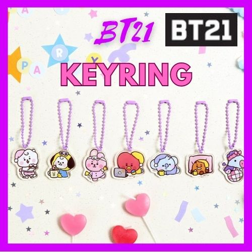 Bt21 BTS 亞克力鑰匙圈人物透明亞克力 AirPods 電話簿鑰匙圈