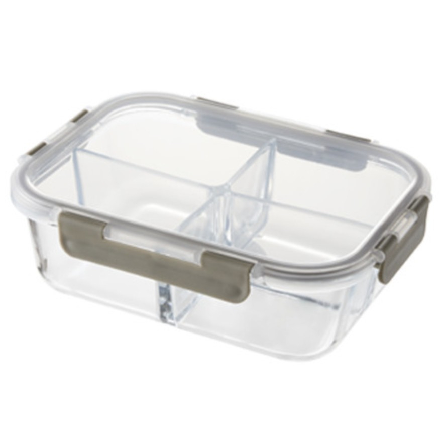 Locknlock 玻璃食品容器 4 個口袋長方形 1,520 毫升透明耐熱玻璃密封容器不含 BPA 午餐盒可用於烤箱