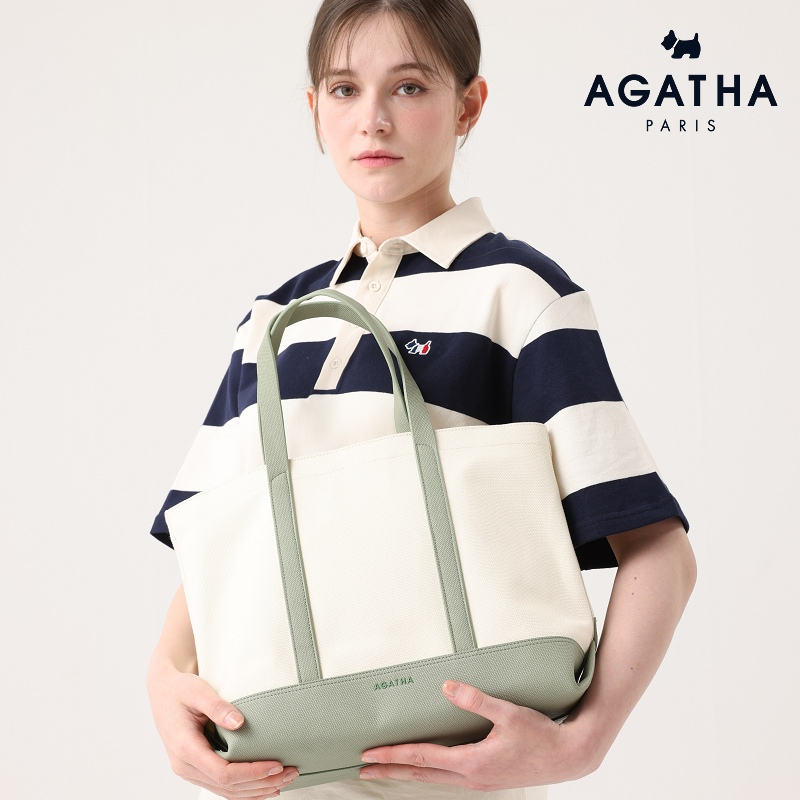 AGATHA PARIS 皮革配色帆布托特包-大 [AGTB135-711] 法國名牌 專櫃正品