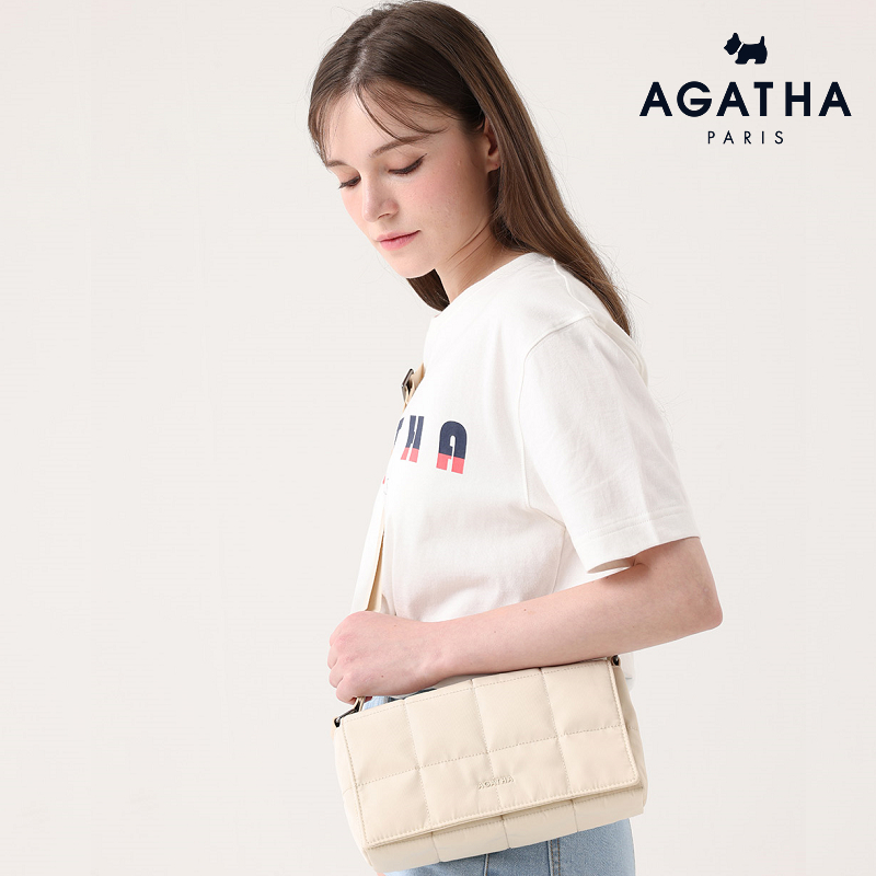 AGATHA PARIS -再生尼龍方形絎縫斜肩包 AGTB127-735 法國名牌包 專櫃正品 明星同款