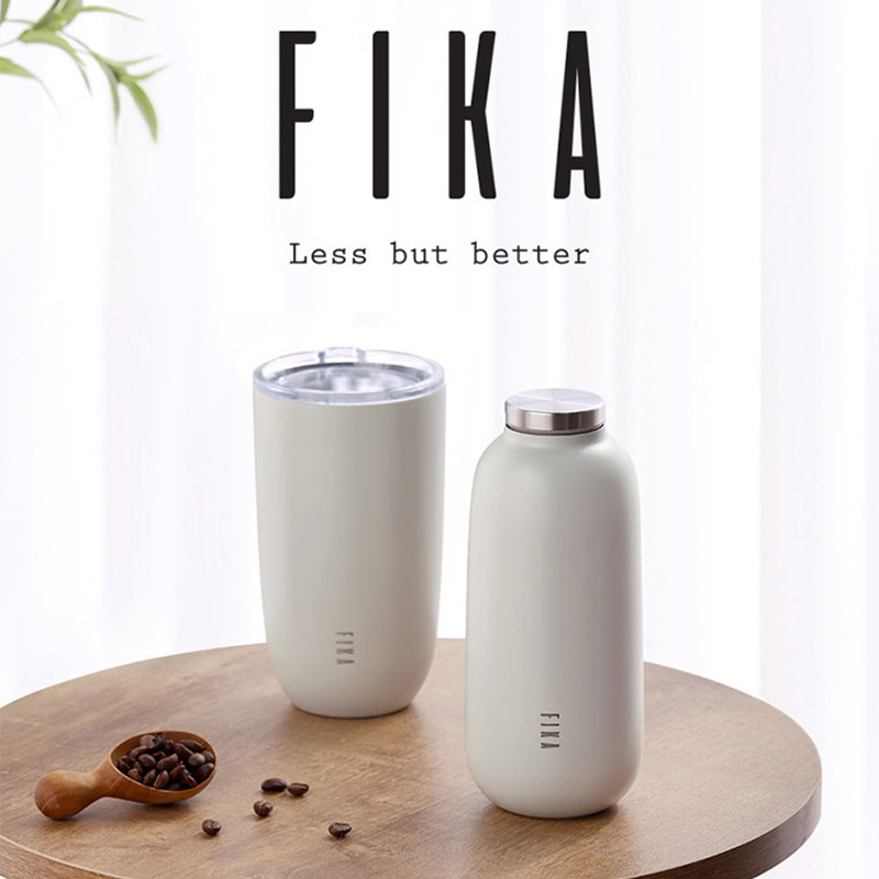 NEOFLAM FIKA 平蓋玻璃杯（500 毫升）+ 保溫瓶（400 毫升） 象牙色