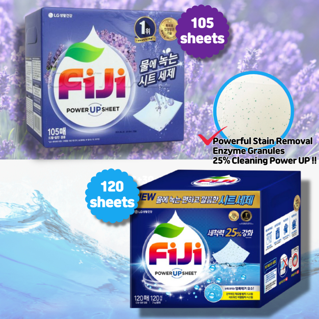 Fiji Power sheet LG 家庭和保健韓國洗衣紙洗衣粉清新香味 30 105 120 張