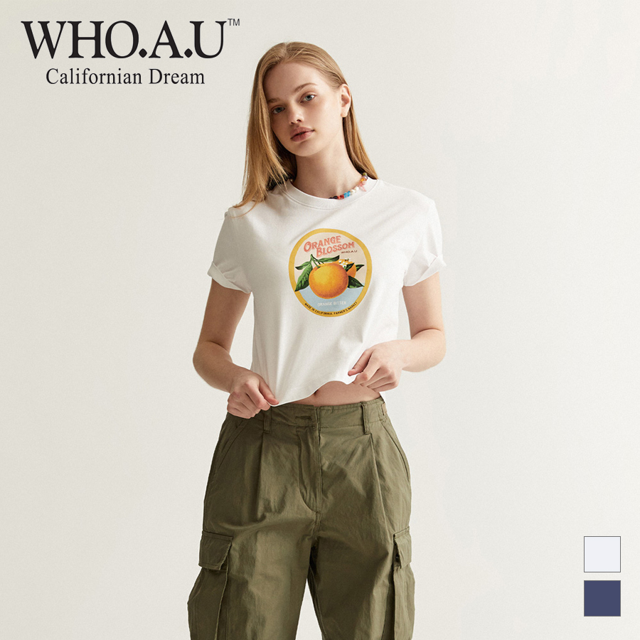 [WHO.A.U] 短版 California 水果圖案短袖T恤 | WHRPD2523F