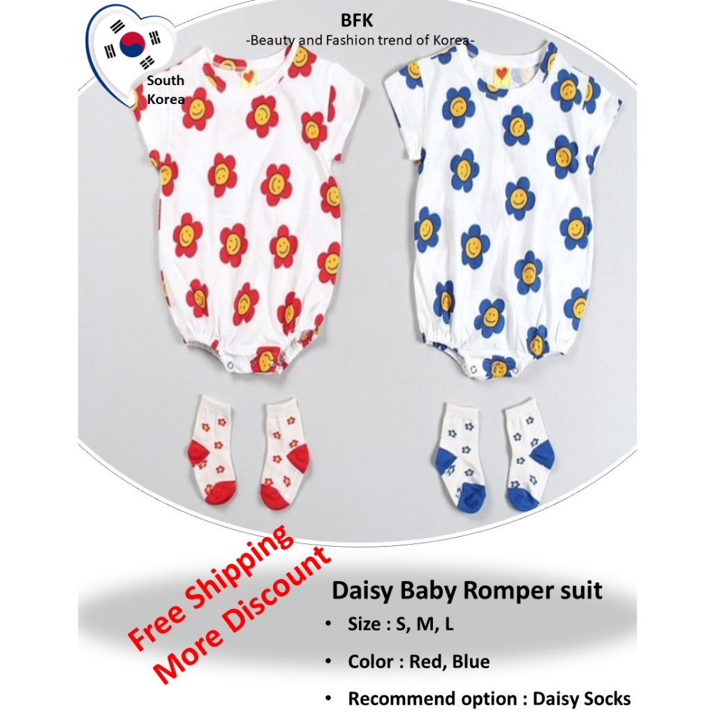 (韓國兒童和嬰兒服裝)雛菊嬰兒連身衣套裝 - 連身衣、夏季服裝、韓國布、兒童和嬰兒、嬰兒時尚、嬰兒服裝、新生兒服裝