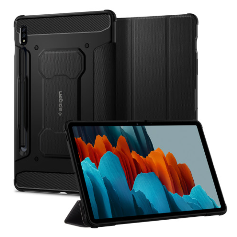 Spigen - 適用於 Galaxy Tab S9 S7 S8 plus ultra fe 黑色翻蓋 fe 的 Rug