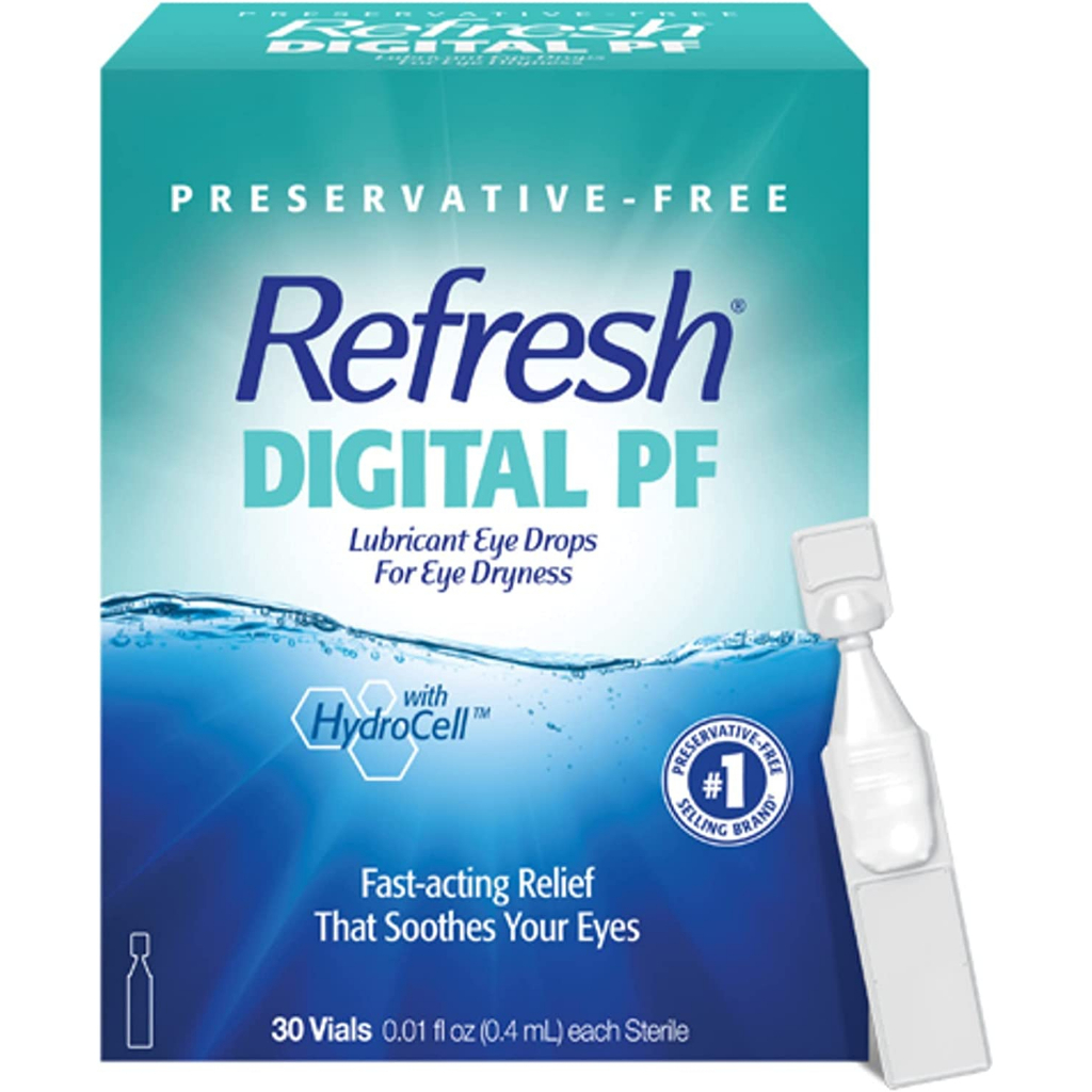 Refresh Digital PF 潤滑劑滴眼液,不含防腐劑,0.01 Fl Oz 一次性容器,30 片(1 包)