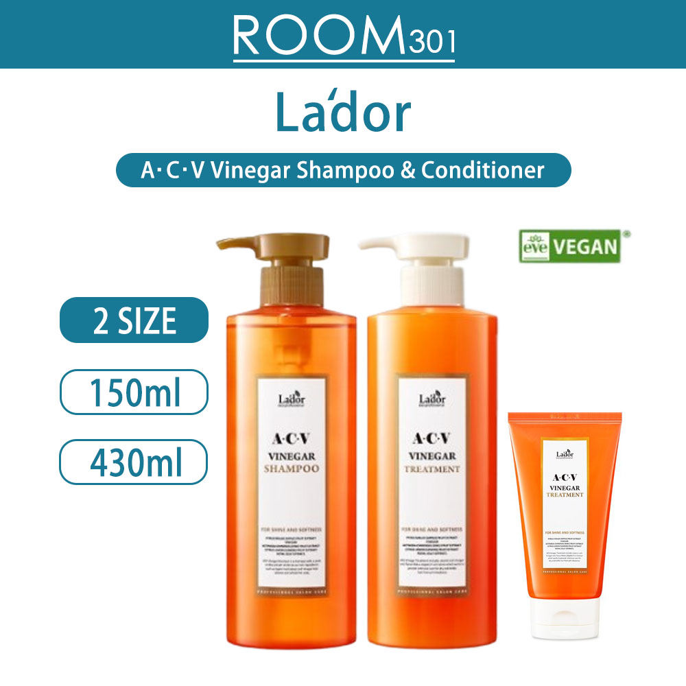 [La'dor] Lador ACV 蘋果醋洗髮水和護髮素 (150ml, 430ml) 純素 / 頭髮護理 / 去角質