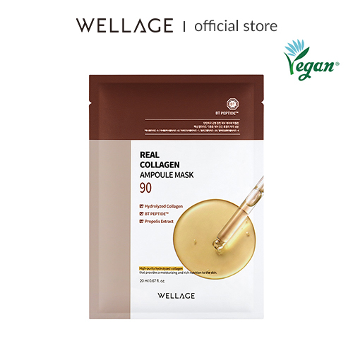Wellage OFFICIAL Real Collagen Ampoule Mask 90,100% 純素面膜,皮膚彈