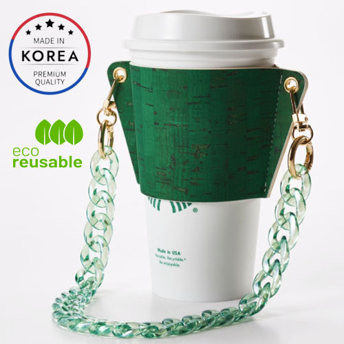 韓國高級便攜式軟木飲料袋_綠色,杯架,環保水瓶架,跑步野營徒步旅行