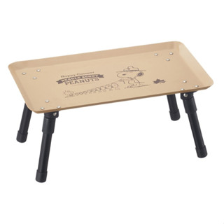 Peanuts Snoopy Compact 折疊迷你桌米色,適用於戶外和室內野營野餐