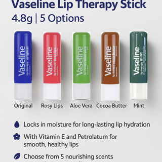 VASELINE 凡士林唇部護理棒 | 4.8克 | 5 種選擇(原味、玫瑰色嘴唇、蘆薈、可可脂、薄荷)