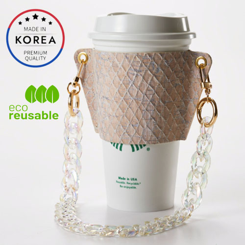 韓國高級便攜式軟木飲料袋_網眼白色,杯架,環保水瓶架,跑步野營徒步旅行