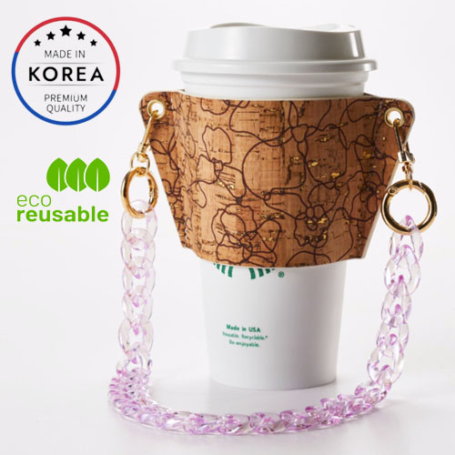 韓國高級便攜式軟木飲料袋_復古花、杯架、環保水瓶架、跑步野營徒步旅行