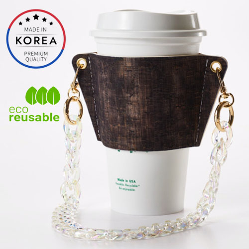 韓國高級便攜式軟木飲料袋_黑色復古、杯架、環保水瓶架、跑步野營徒步旅行