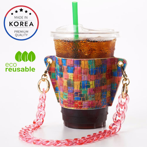 韓國高級便攜式軟木飲料袋_彩虹、杯架、環保水瓶架、跑步野營徒步旅行