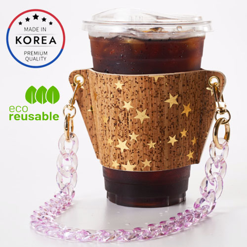 韓國高級便攜式軟木飲料袋_shining Star 杯架環保水瓶架跑步野營徒步旅行