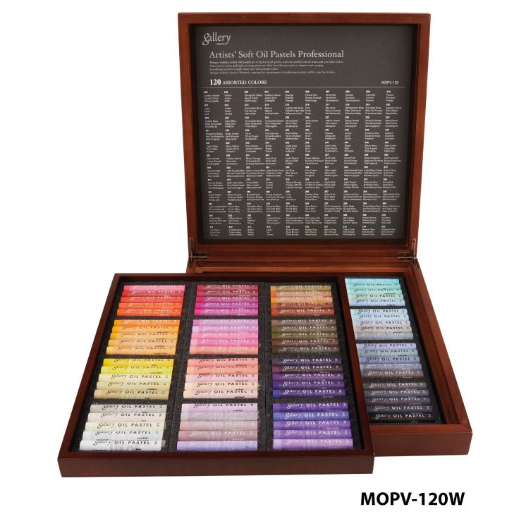 *新* Mungyo Gallery 藝術家柔和油畫棒 120 件套各種顏色木盒(MOPV-120W)