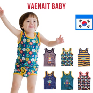 [韓國 Vaenait BABY] 2-9 歲幼兒兒童男孩內衣棉質汗衫無袖背心綠色激光 1 件