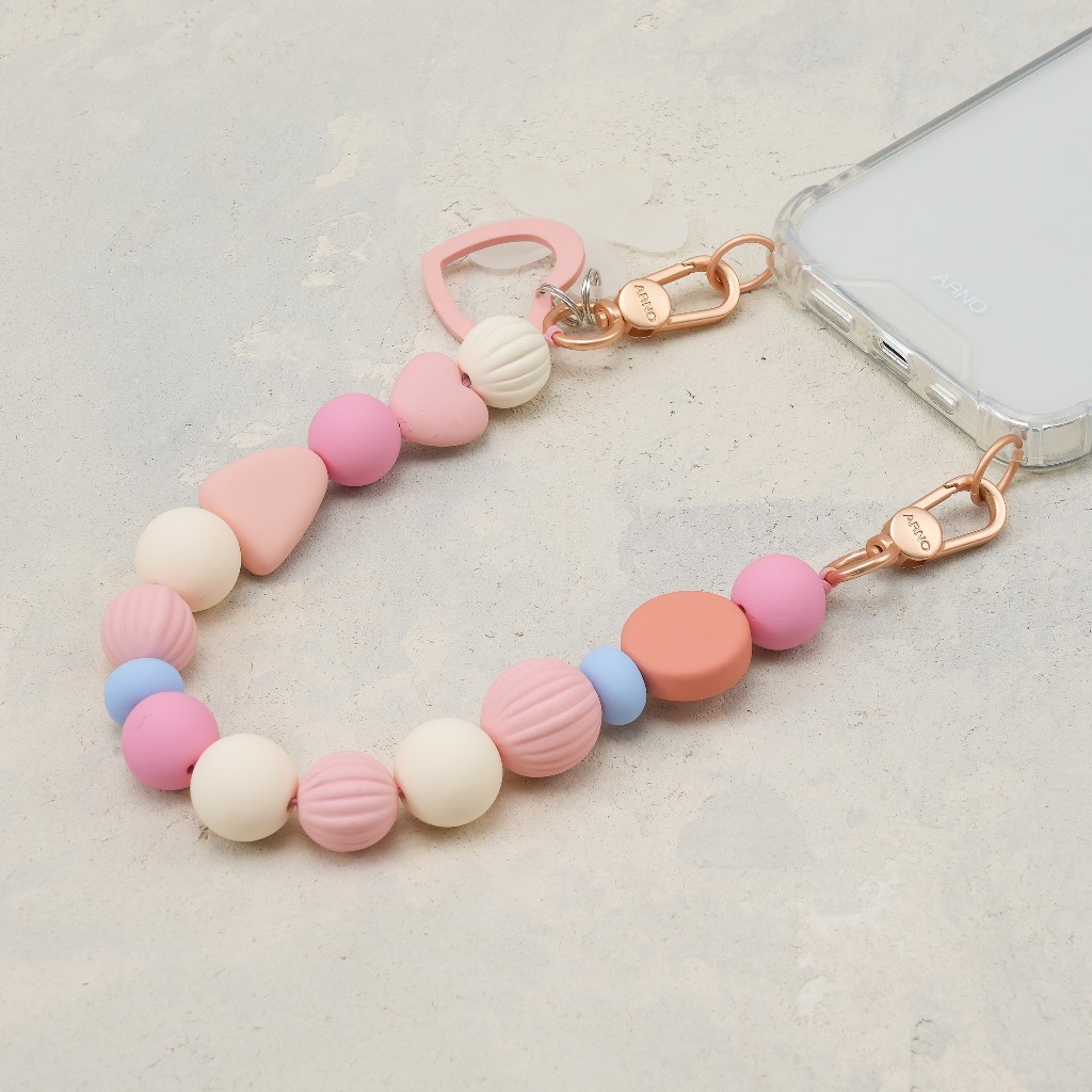 [ARNO Beads]'pink Veil' 適用於 iPhone/Galaxy - 帶可拆卸腕帶的手機殼 - 手機吊