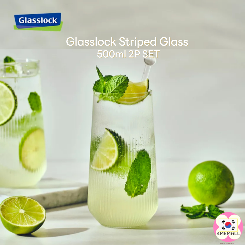 Glasslock 條紋玻璃杯 500ml 2P SET 杯子玻璃杯禮品水杯派對酒杯派對用品派對用品