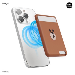 [elago] LINE FRIENDS Brown Magsafe 磁性卡片矽膠卡包