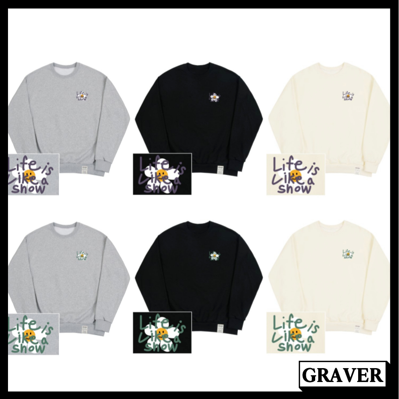 GRAVER  Drawing Letter Flower Smile Sweatshirt 運動衫 韓國發貨