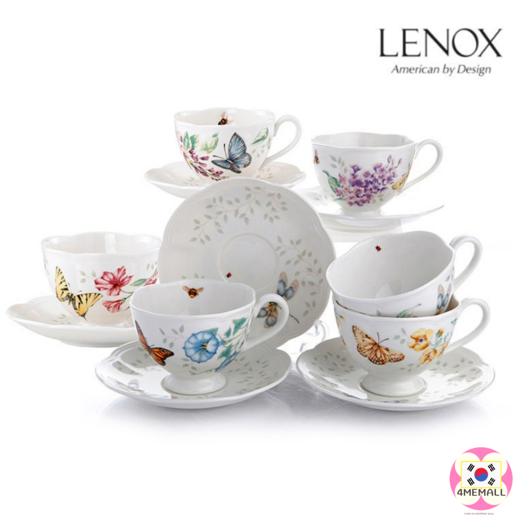 Lenox 蝴蝶草甸咖啡杯碟套裝 6 種禮品杯