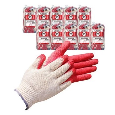 Mega Grip 半塗層手套紅色優質塗層手套棉質工作手套紅色