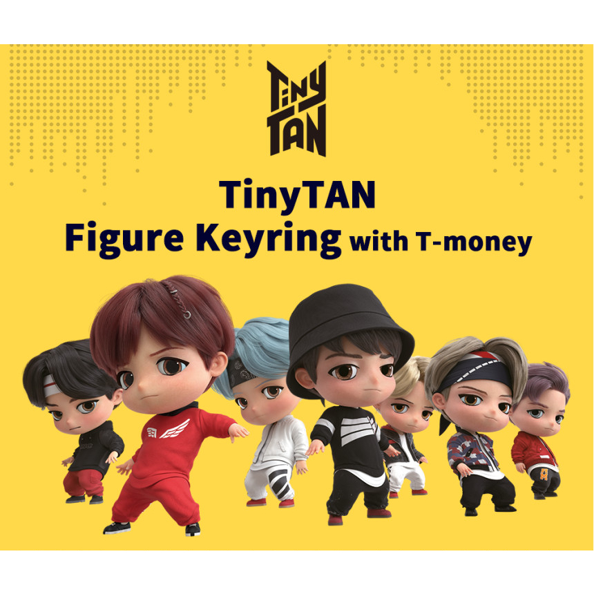 BTS 鑰匙扣，BTS 成員 TinyTAN，帶有 T-money 卡的鑰匙扣 Tiny Tan BTS