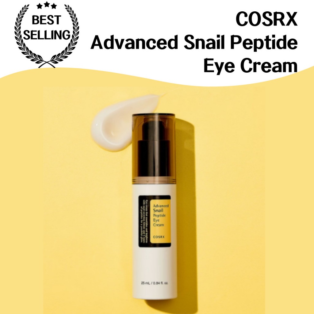 Cosrx 高級蝸牛肽眼霜 25ml 有效去除眼睛周圍皺紋和疲勞! Cosrx的眼霜含蝸牛粘蛋白和肽的含有彈性維持彈性