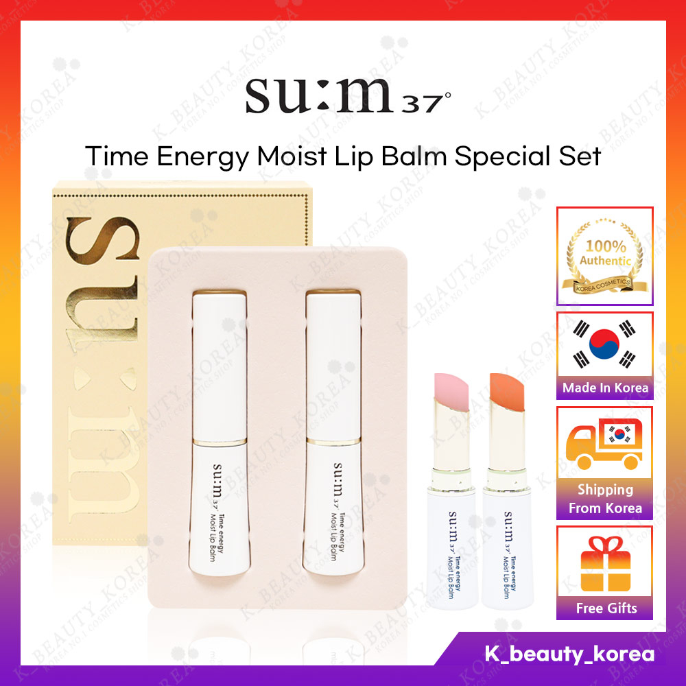 【SU:M37】SUM37 Time Energy Moist Lip Balm 特別套裝(粉色+珊瑚色)/護唇護色潤唇