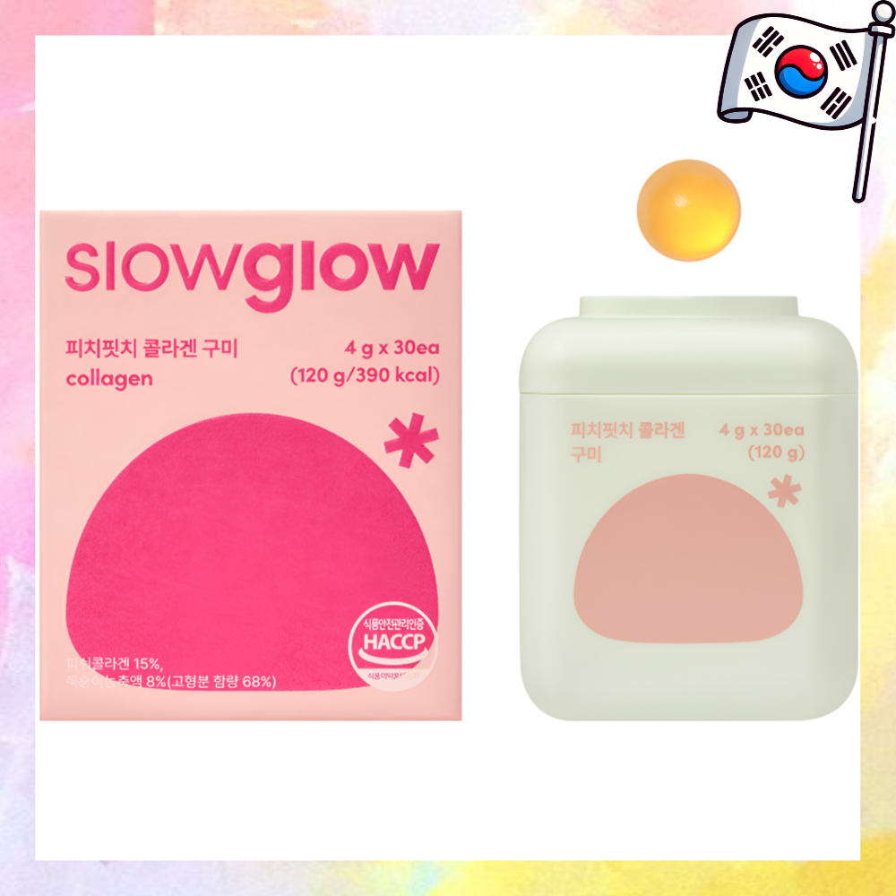 Slowglow Peach Pitch 膠原蛋白軟糖 | 30 件套 | 韓國製造