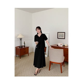Lemel 女式加大碼長款無袖連衣裙套裝(黑色)- 舒適現代 XXL(55~120) 碼開衫