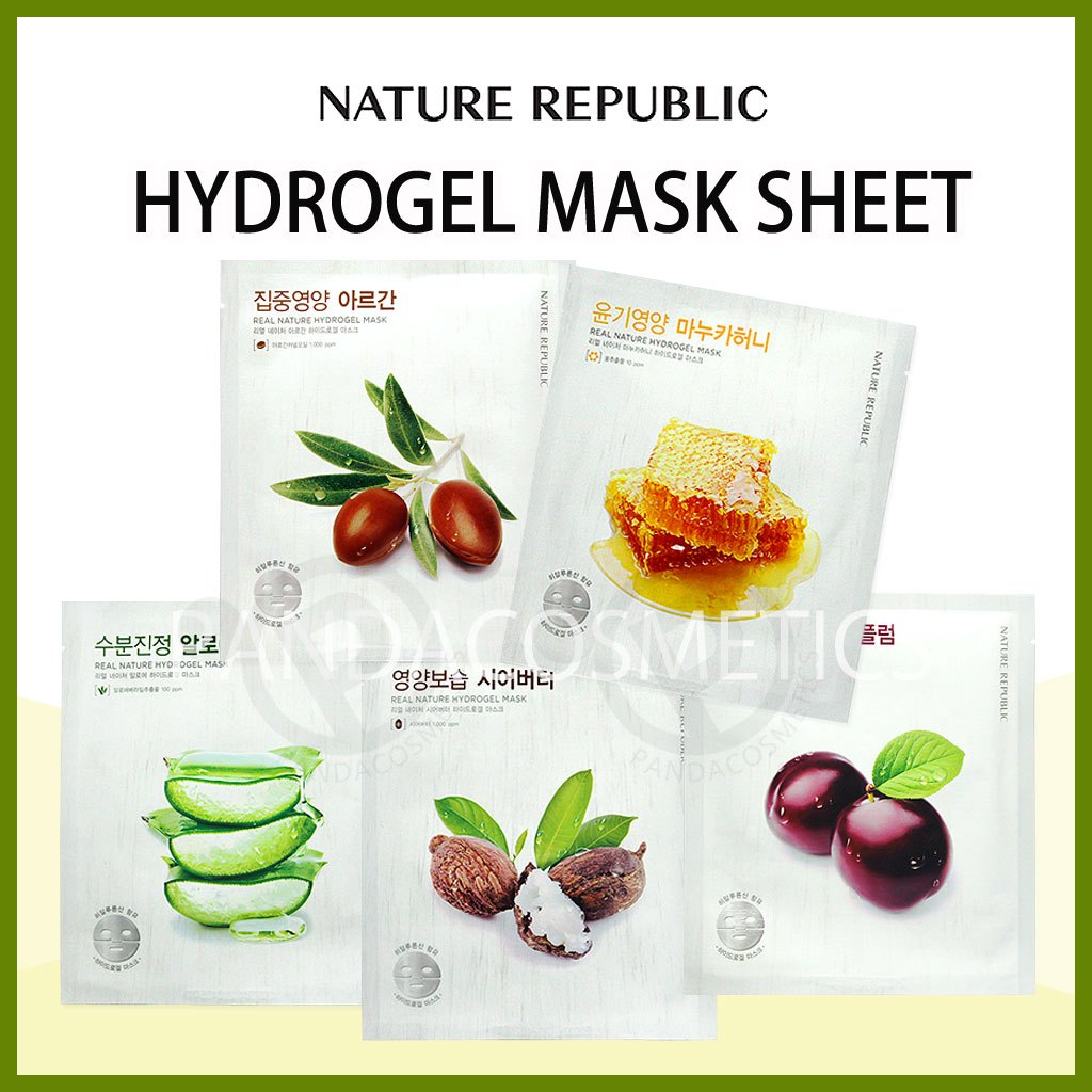 [Nature Republic] Real Nature 水凝膠面膜/摩洛哥堅果/麥盧卡蜂蜜/蘆薈/乳木果油/卡杜李子