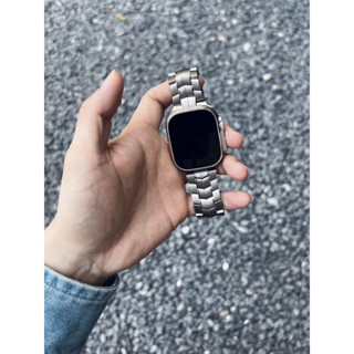 Apple Watch S9 S8 Ultra 2適用 頂級三株不銹鋼錶帶 實心鋼材 S7 SE 蘋果錶帶 蝴蝶扣