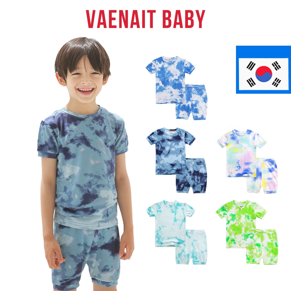 [Vaenait Baby 韓國]12個月-12歲 兒童 女孩 男孩 扎染設計 cooling感睡衣 時尚居家服1