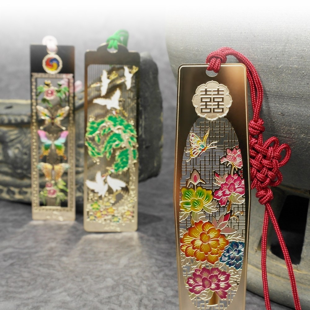 韓國傳統圖案豪華書籤禮物紀念品金漆書籤 1 件