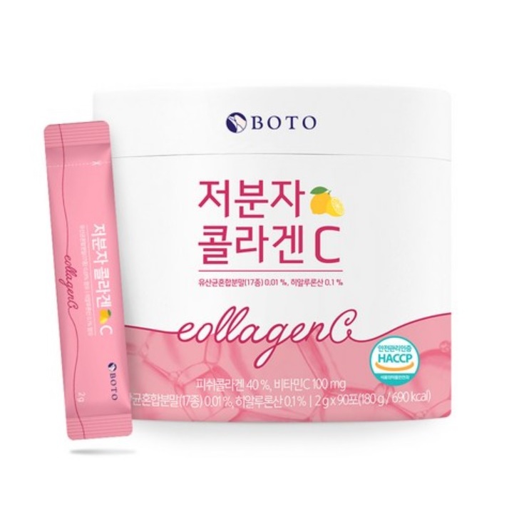 [BOTO] 韓國內在美容保健品 低分子膠原蛋白 檸檬味 維他命C 粉 隨身包_2g x 90sticks
