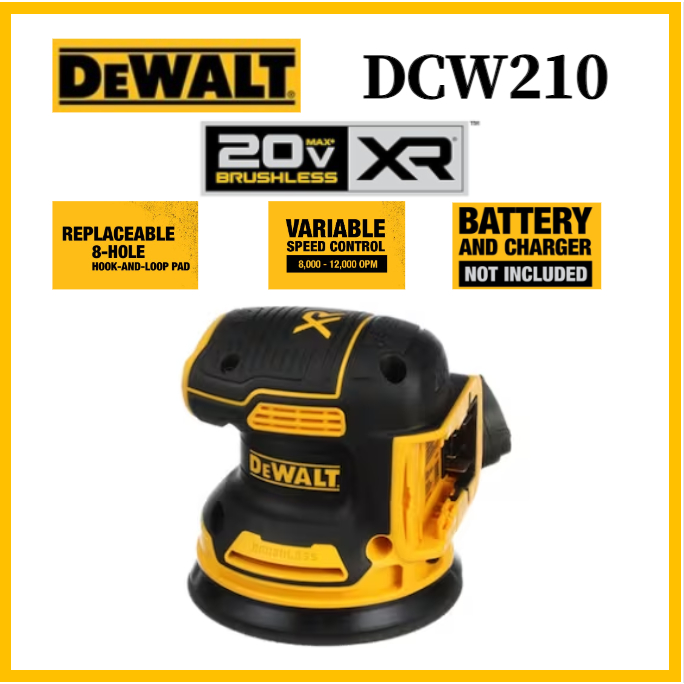 Dewalt DCW210 20V MAX 軌道砂光機 12,000 OPM,超長運行時間無刷電機(僅限工具)