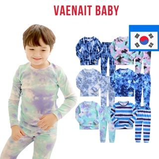 [Vaenait Baby 韓國]高品質扎染紋 嬰幼兒長款秋衣套裝 12M~12Y 純棉 打底衣 睡衣 居家服 獨家設計