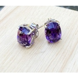 韓國紫水晶耳環別針型