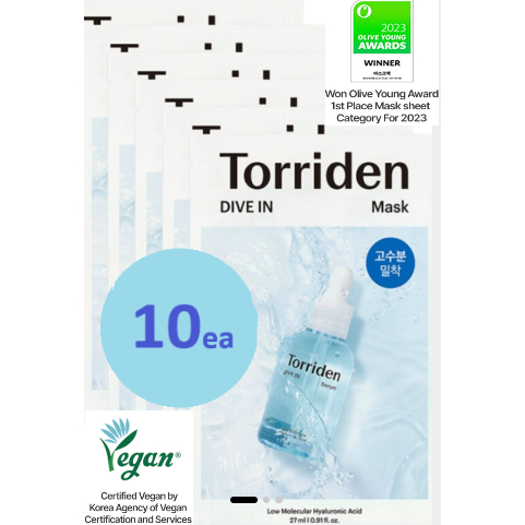 [Torriden] Dive IN 低分子透明質酸面部精華面膜,日常使用保濕面膜 10ea
