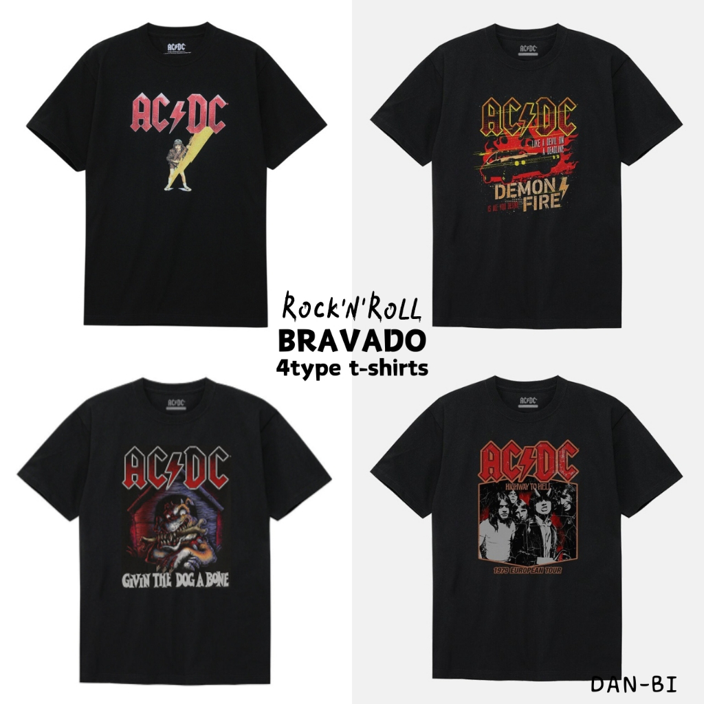 [BRAVADO] Acdc 4Type 黑色 t 恤 / 搖滾 / 100% 正品 KR 產品 / KR 快速發貨!