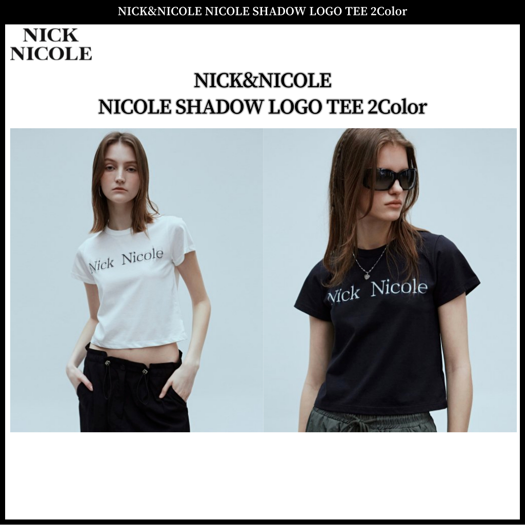 Nick&amp;nicole NICOLE 暗影LOGO T恤 2色