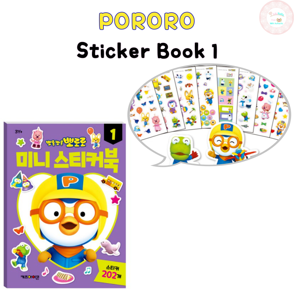 Pororo 貼紙書 Pororo 貼紙日記裝飾手機筆記本電腦貼紙 Petty Crong Eddy Loopy Pob