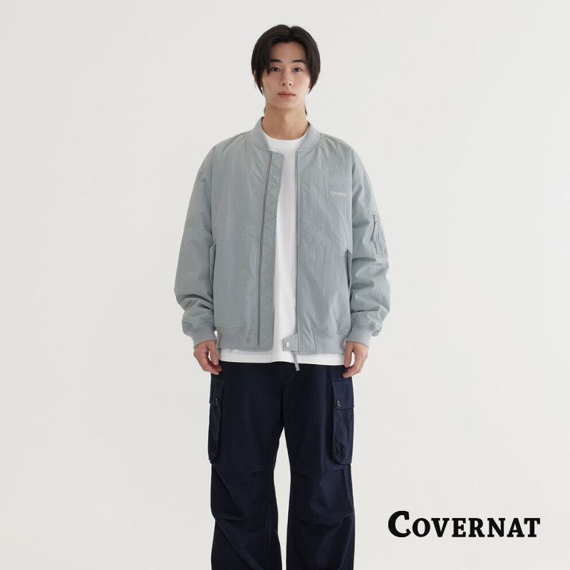 [COVERNAT]25SS 防風外套 復古美式外套女 春季保暖寬鬆百搭夾克男（灰藍色）