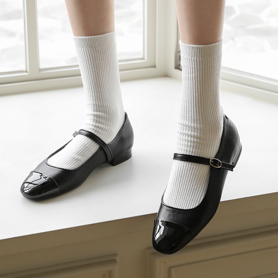 [SAPPUN] Enrya 小金釦方頭瑪莉珍平底鞋 (2cm)
